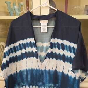 Michael Kors Navy and White Women's Beach Coverup Tunic